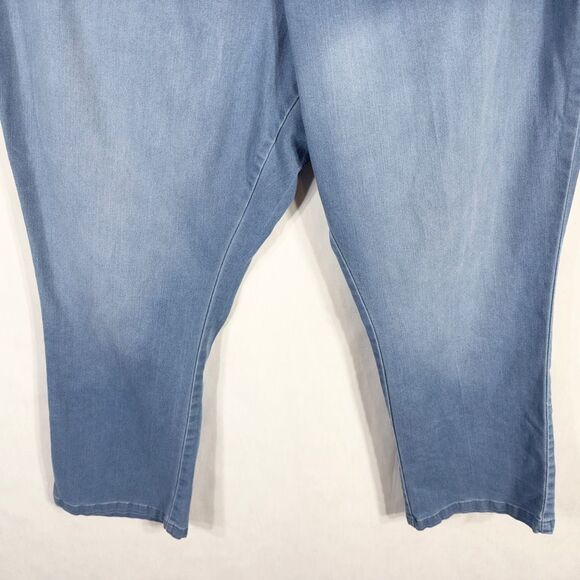 Denim 24 7 Roamans Plus Size 30WP Jeans Dip‎ Dye Straight Pull On Elastic 1205 - Picture 4 of 8